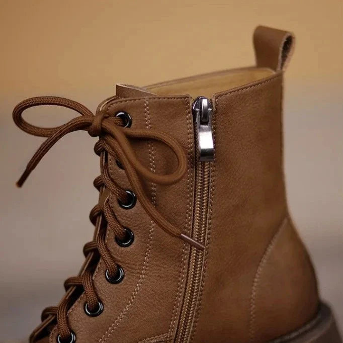 London Bota Feminina De Couro Tratorada