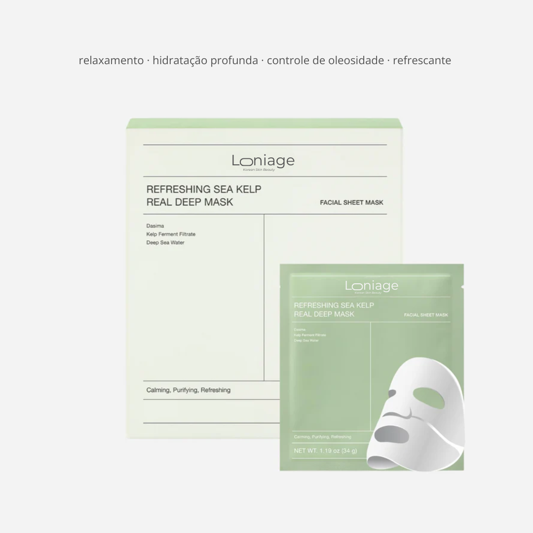 Loniage refreshing sea kelp real deep mask - máscara de colágeno coreana