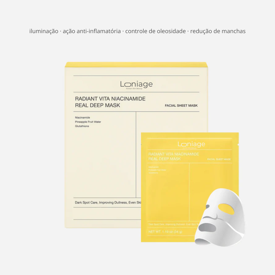 Loniage radiant vita niacinamide real deep mask - máscara de colágeno coreana
